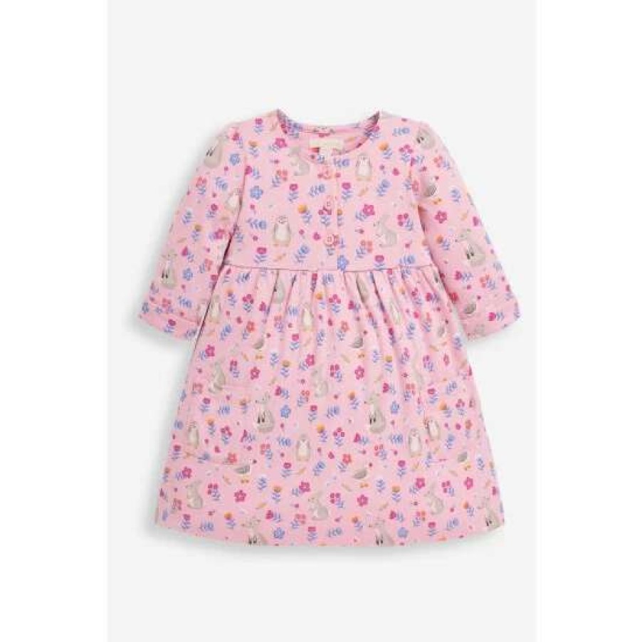 Dresses * | Jojo Maman Bebe Polar Animals Button Dress With Pet In Pocket