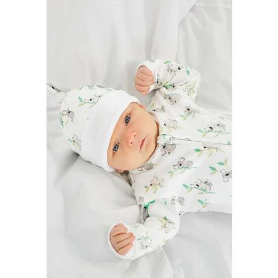 Hats * | Jojo Maman Bebe Baby Koala Print White Hat