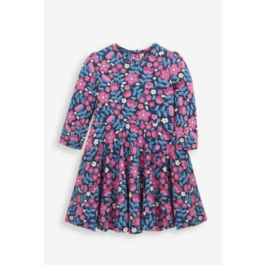 Dresses * | Jojo Maman Bebe Blue Bright Floral Skater Dress