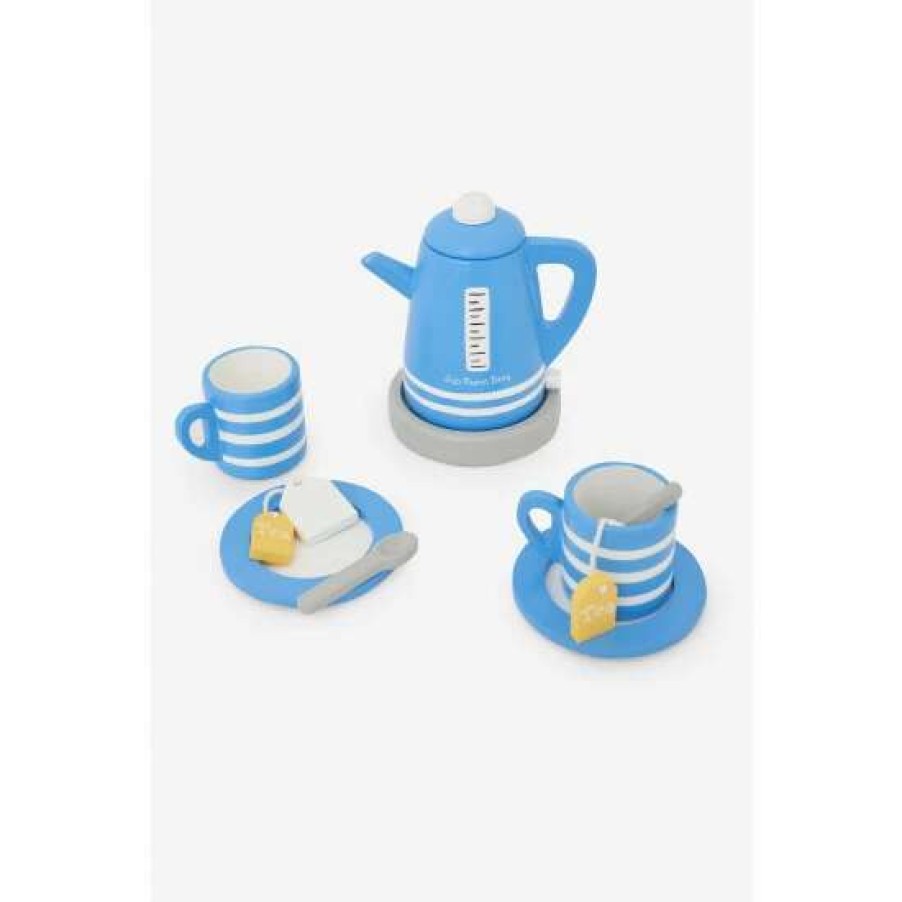 Toys * | Jojo Maman Bebe Blue Wooden Kettle And Tea Cups