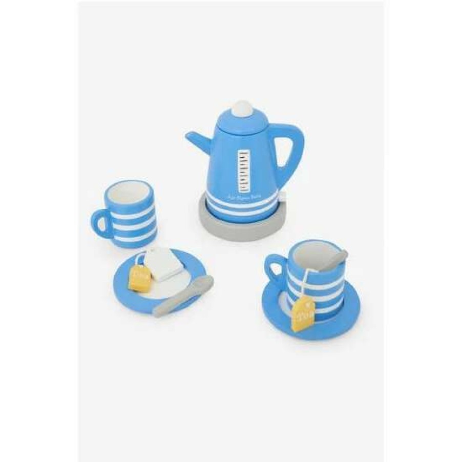 Toys * | Jojo Maman Bebe Blue Wooden Kettle And Tea Cups