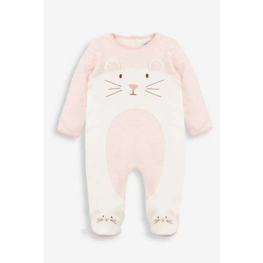 Sleepsuits * | Jojo Maman Bebe Pink Mouse Sleepsuit