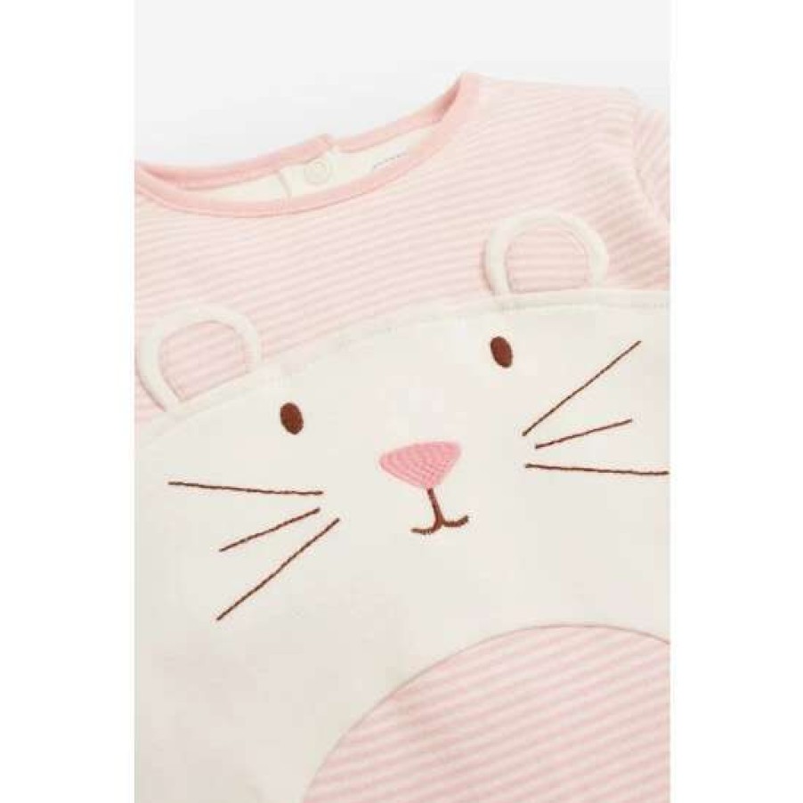 Sleepsuits * | Jojo Maman Bebe Pink Mouse Sleepsuit