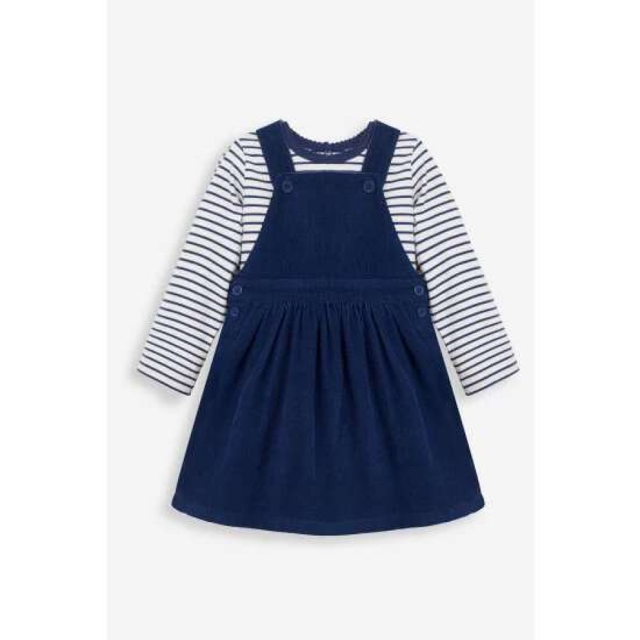 Dresses * | Jojo Maman Bebe Blue Classic Cord Pinny & Top Set