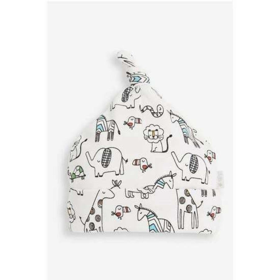 Hats * | Jojo Maman Bebe Baby Safari Print White Hat