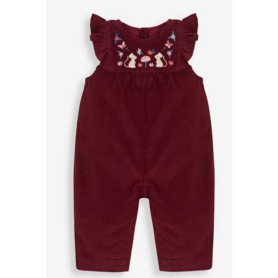 Dungarees * | Jojo Maman Bebe Purple Mouse Embroidered Cord Dungarees