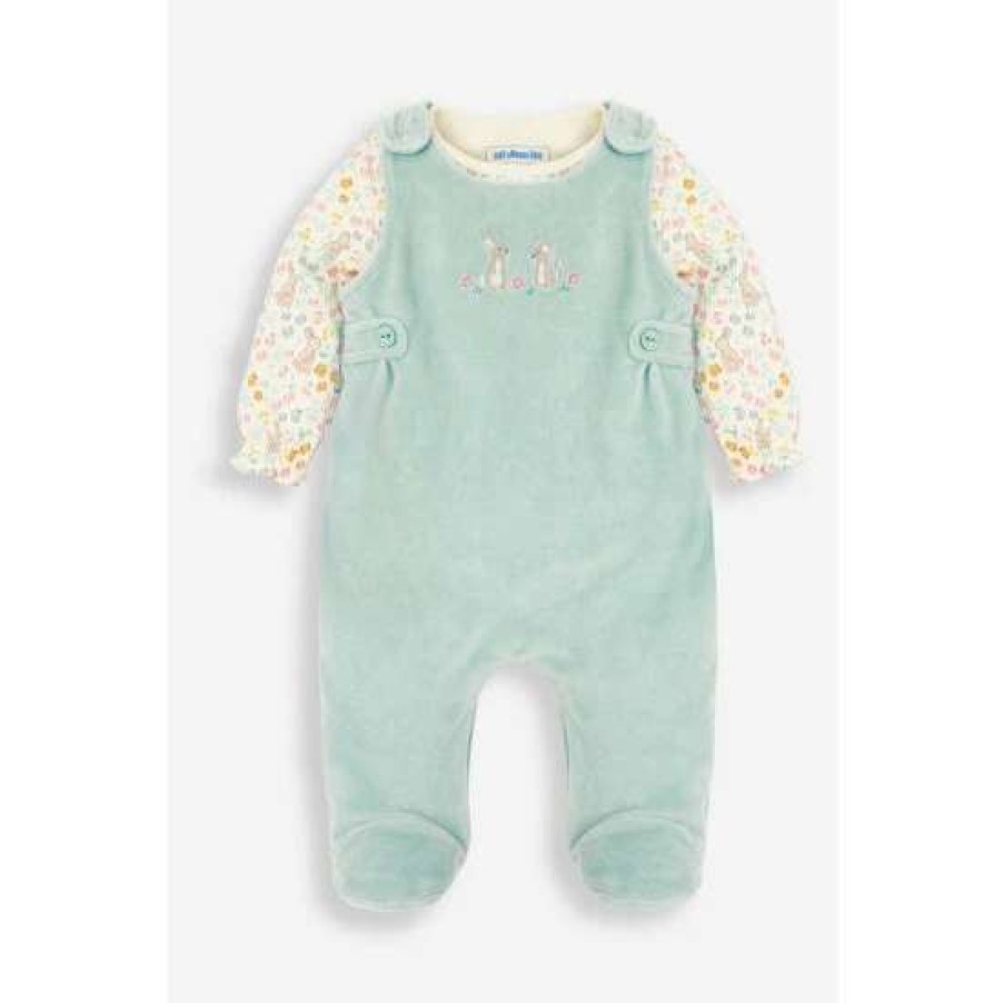 Dungarees * | Jojo Maman Bebe Blue Two-Piece Bunny And Mouse Dungaree Set