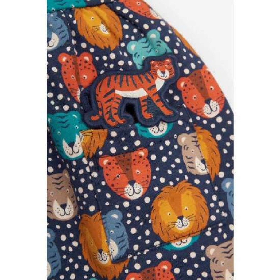 Dresses * | Jojo Maman Bebe Blue Jungle Friends Button Dress With Pet In Pocket