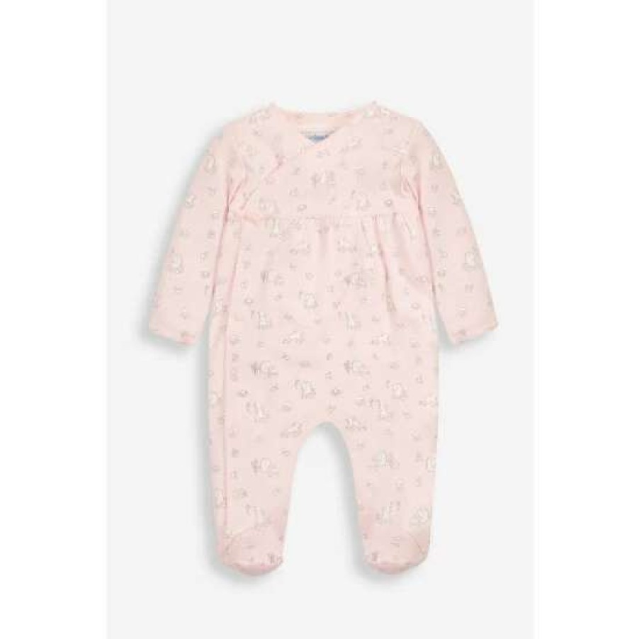 Sleepsuits * | Jojo Maman Bebe Pink Bunny Print Pretty Sleepsuit