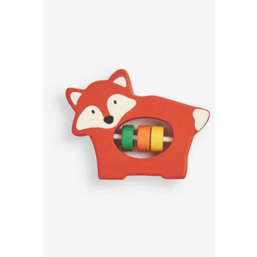 Toys * | Jojo Maman Bebe Orange Fox Wooden Rattle Toy