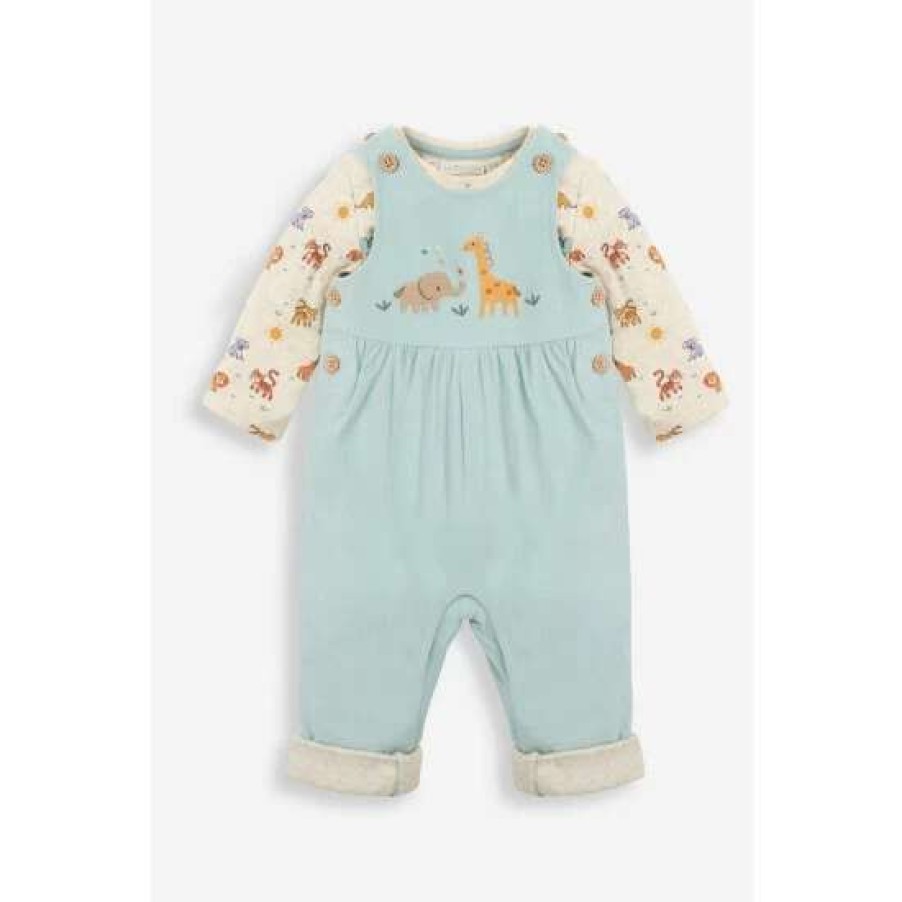 Dungarees * | Jojo Maman Bebe Blue Safari Cord Dungarees & Body Set