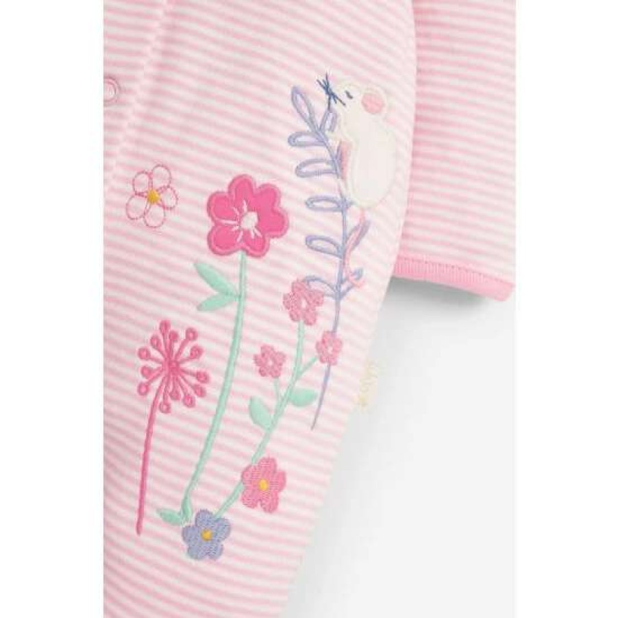 Sleepsuits * | Jojo Maman Bebe Pink Bunny Applique Sleepsuit