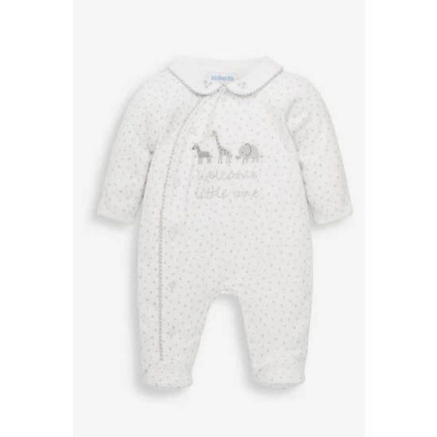 Sleepsuits * | Jojo Maman Bebe Welcome Little One White Sleepsuit