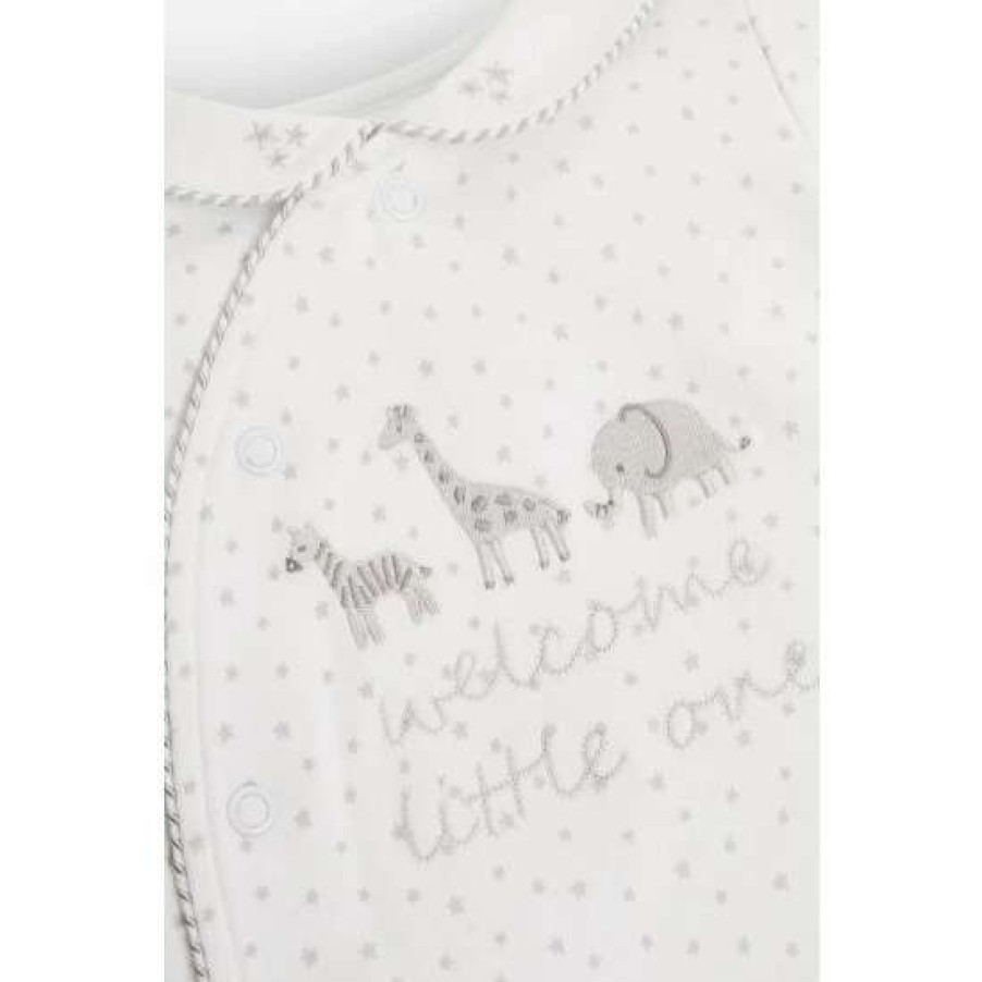 Sleepsuits * | Jojo Maman Bebe Welcome Little One White Sleepsuit