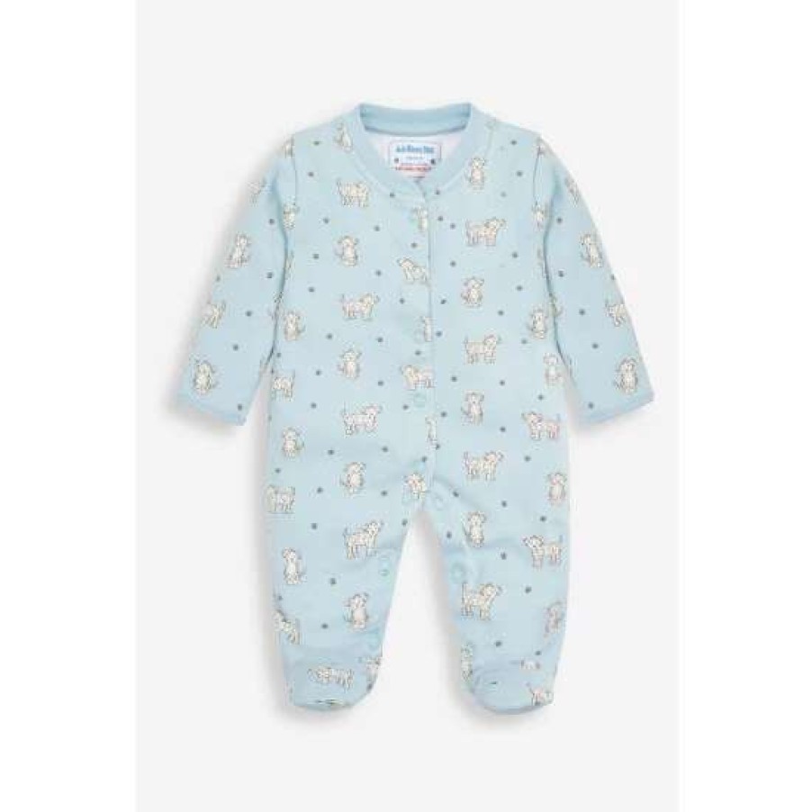 Sleepsuits * | Jojo Maman Bebe Blue Dalmation Print Sleepsuit