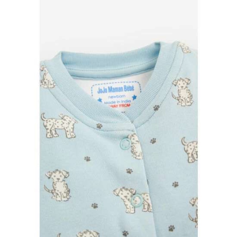 Sleepsuits * | Jojo Maman Bebe Blue Dalmation Print Sleepsuit