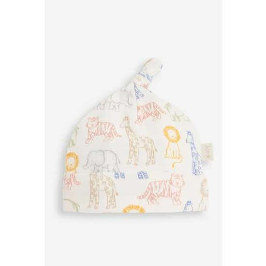 Hats * | Jojo Maman Bebe Cream Safari Print Baby Hat