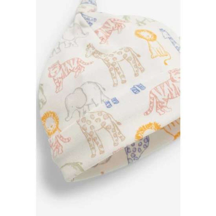 Hats * | Jojo Maman Bebe Cream Safari Print Baby Hat