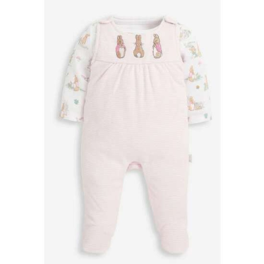 Dungarees * | Jojo Maman Bebe Pink Flopsy Dungaree 2 Piece Set