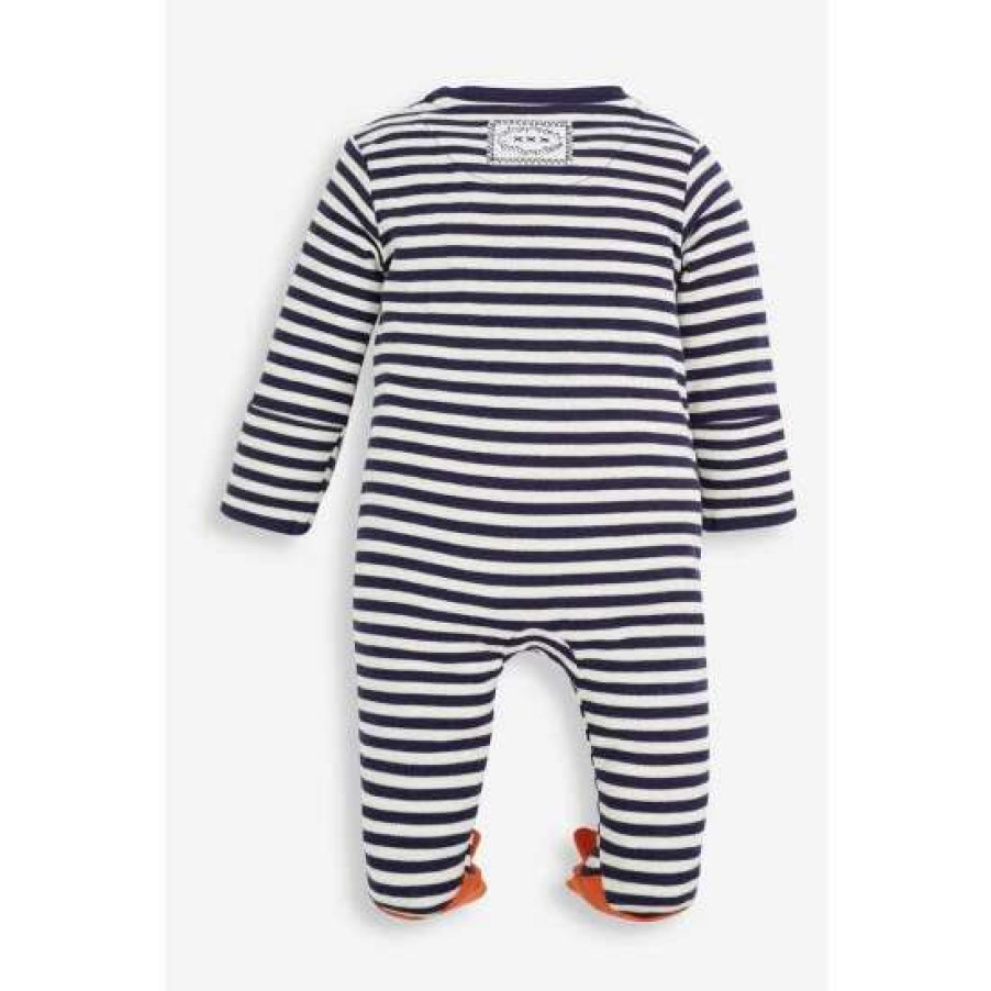 Sleepsuits * | Jojo Maman Bebe Blue Fox Applique Zip Sleepsuit