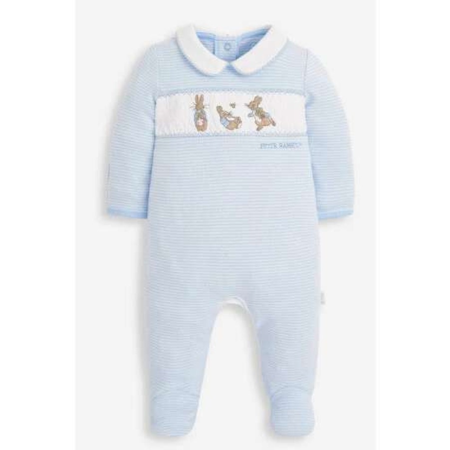 Sleepsuits * | Jojo Maman Bebe Blue Peter Rabbit Smocked Sleepsuit And Hat