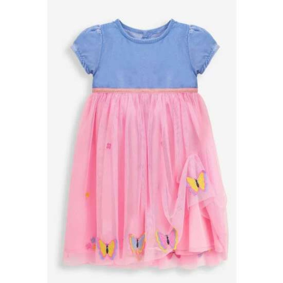 Dresses * | Jojo Maman Bebe Pink Velvet Butterfly Party Dress