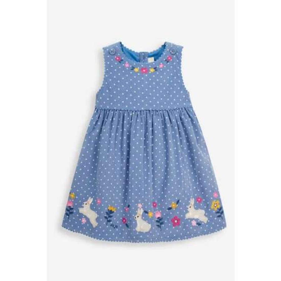 Dresses * | Jojo Maman Bebe Blue Bunny Applique Cord Dress