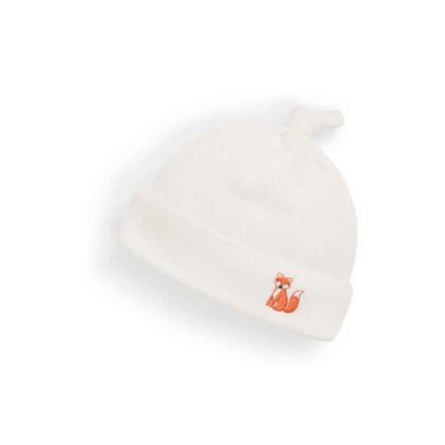 Hats * | Jojo Maman Bebe Cream Embroidered Fox Baby Hat