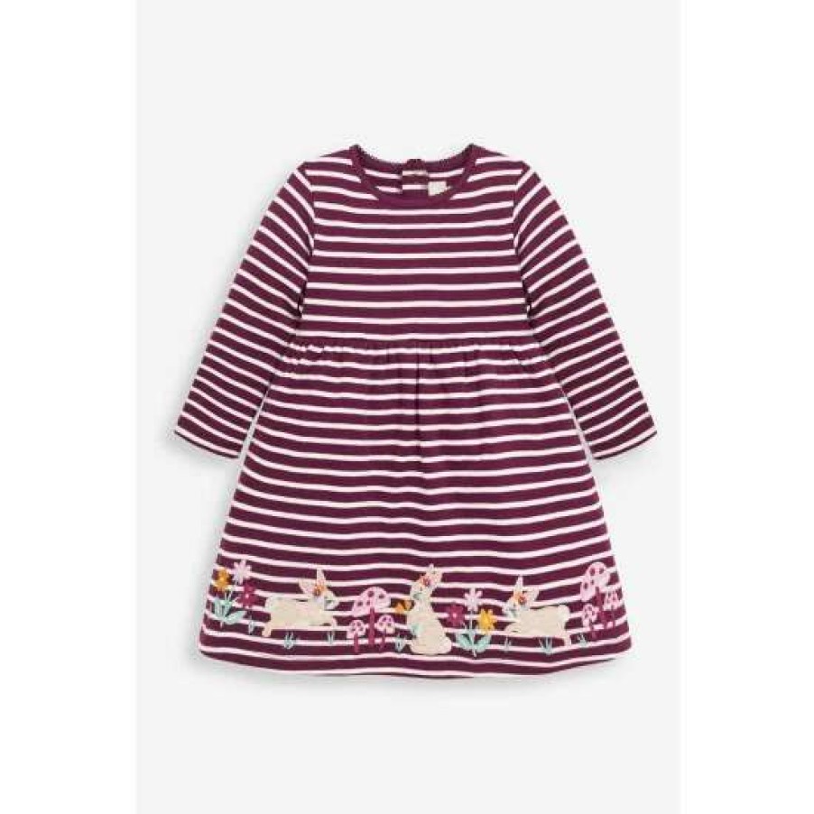 Dresses * | Jojo Maman Bebe Purple Bunny Applique Dress