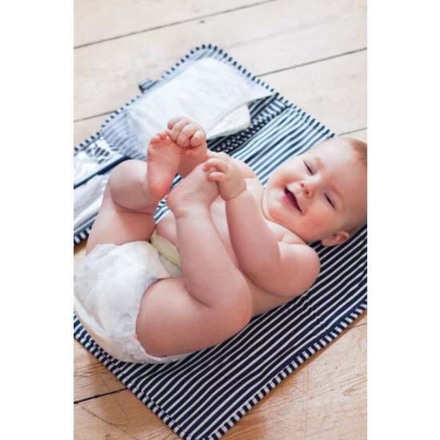 Babyaccessories * | Jojo Maman Bebe Blue Stripe Mini Folding Changing Mat