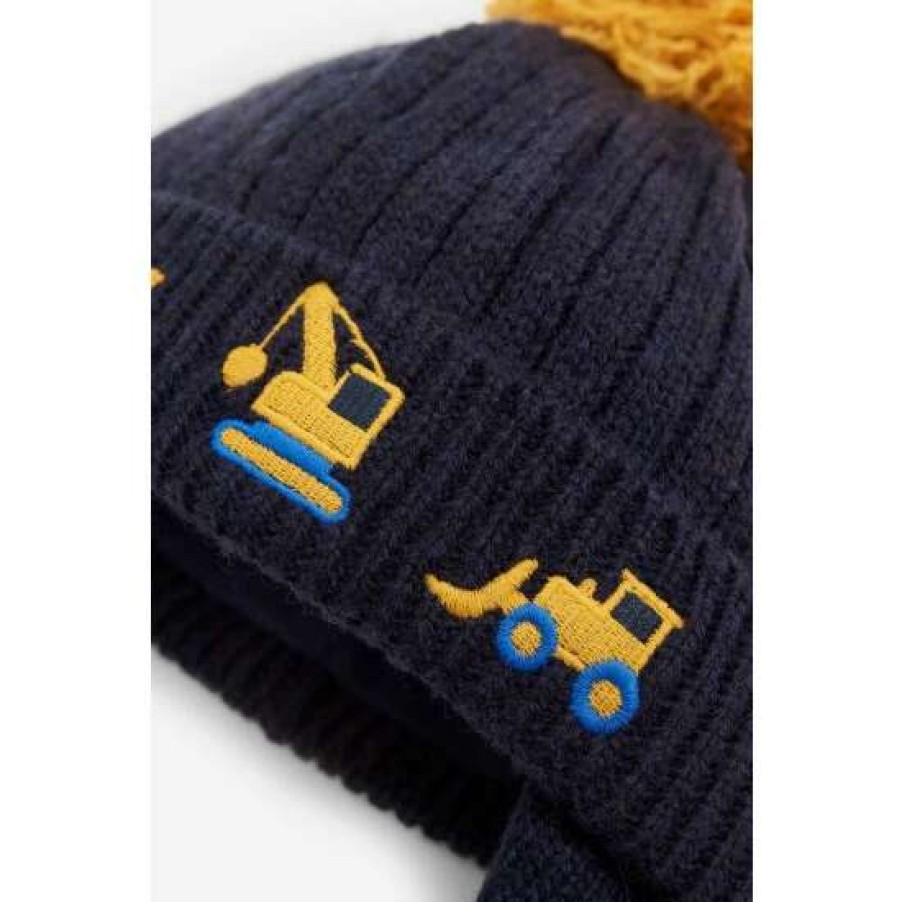 Hats * | Jojo Maman Bebe Blue Digger Applique Hat