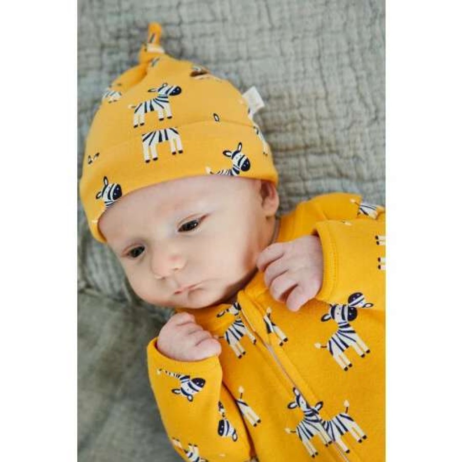 Hats * | Jojo Maman Bebe Baby Yellow Zebra Print Hat