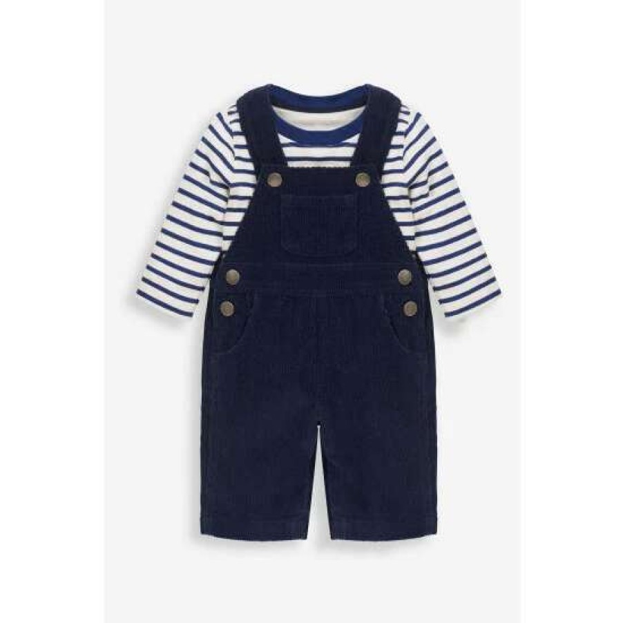 Dungarees * | Jojo Maman Bebe Blue Classic Cord Dungarees & Top Set