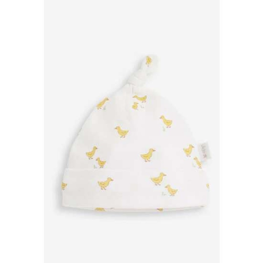 Hats * | Jojo Maman Bebe Baby Duck Print White Hat