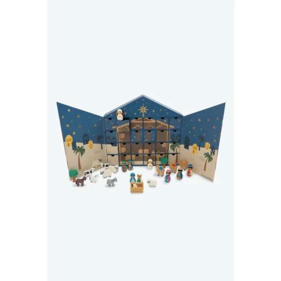 Toys * | Jojo Maman Bebe Blue Nativity Advent Calendar