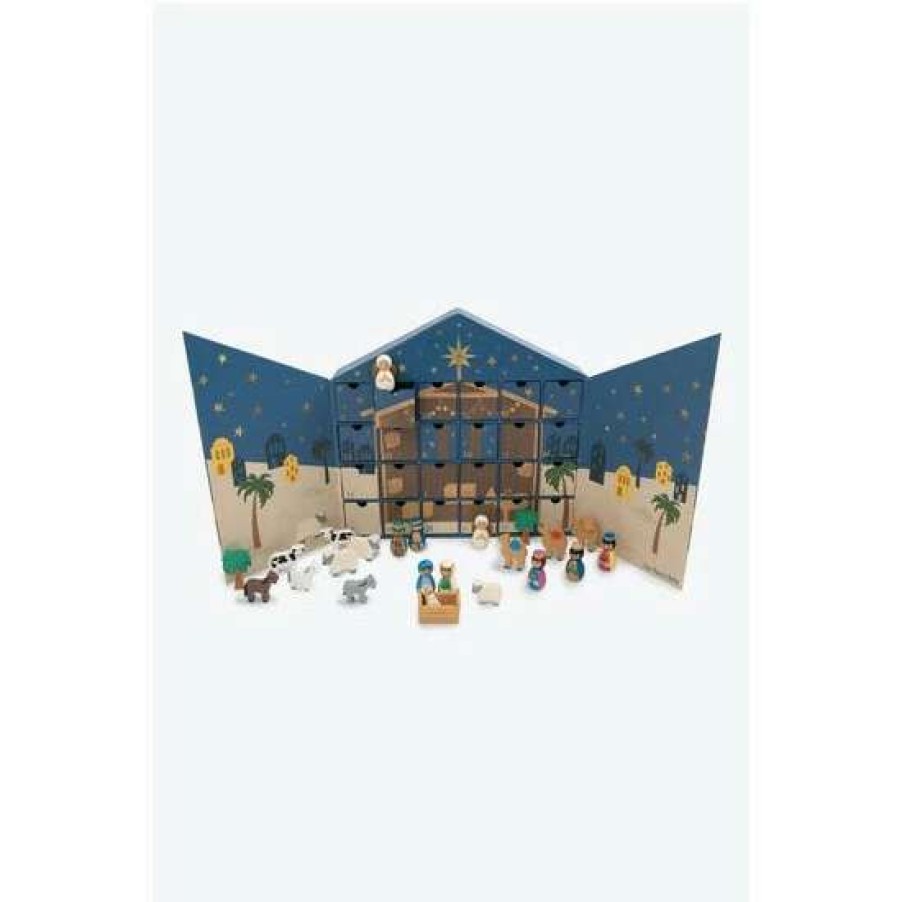 Toys * | Jojo Maman Bebe Blue Nativity Advent Calendar