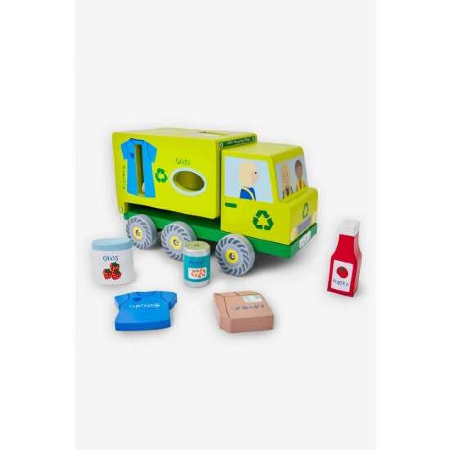 Toys * | Jojo Maman Bebe Green Wooden Recycling Truck