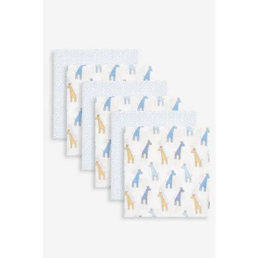 Babyaccessories * | Jojo Maman Bebe Blue Giraffe Muslin 6 Pack