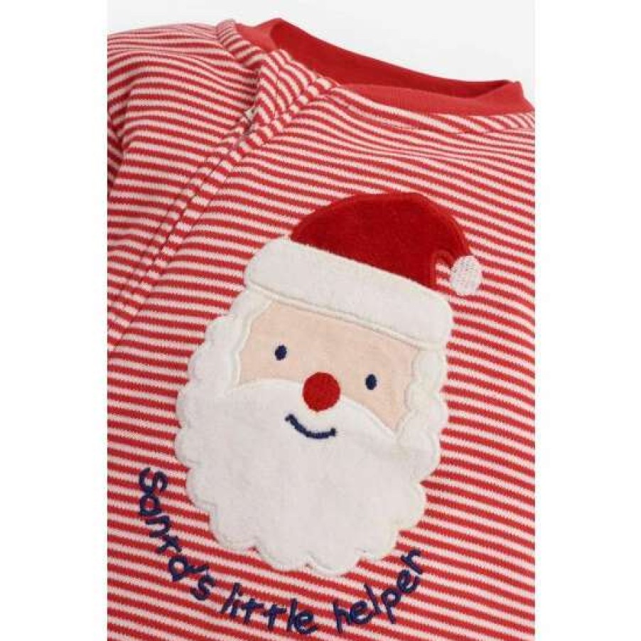 Sleepsuits * | Jojo Maman Bebe Red Santa Applique Zip Sleepsuit