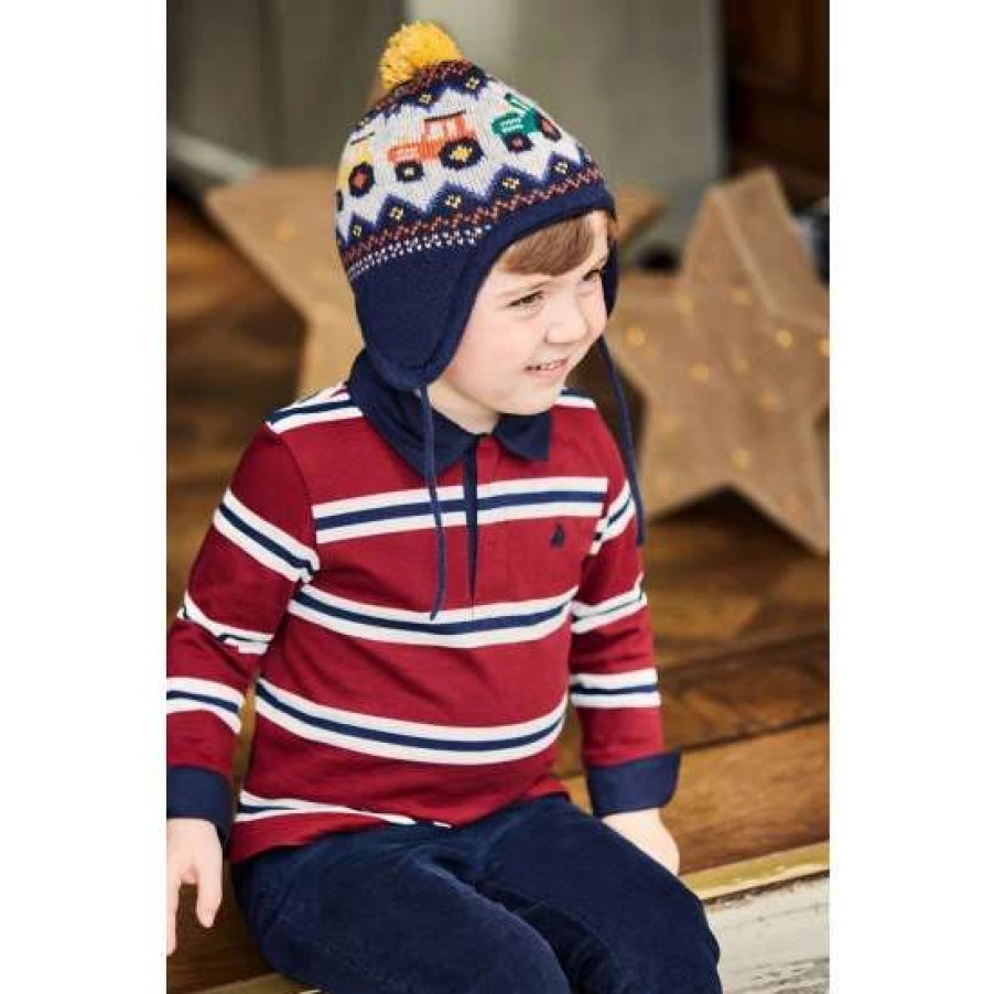 Hats * | Jojo Maman Bebe Blue Tractor Fair Isle Hat