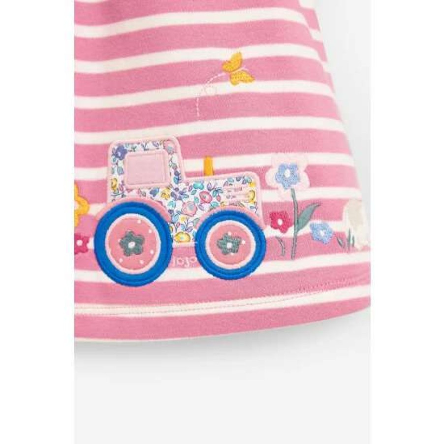 Dresses * | Jojo Maman Bebe Pink Tractor Applique Dress