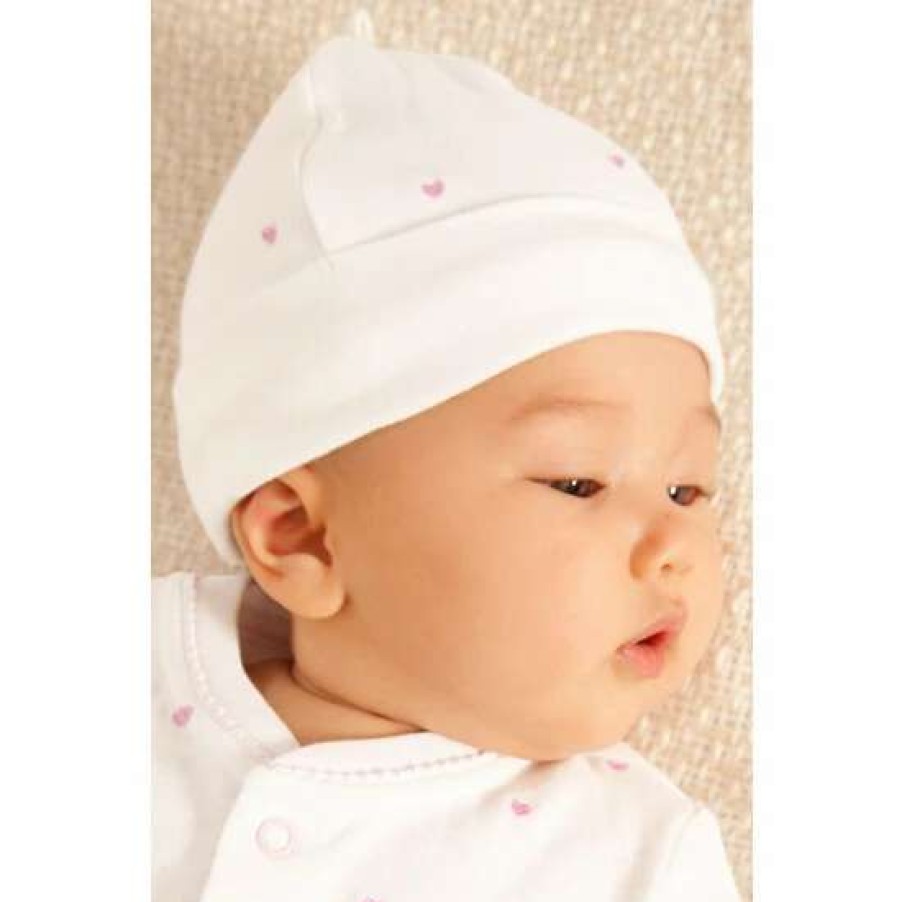 Hats * | Jojo Maman Bebe Baby Pink Heart Embroidered Hat