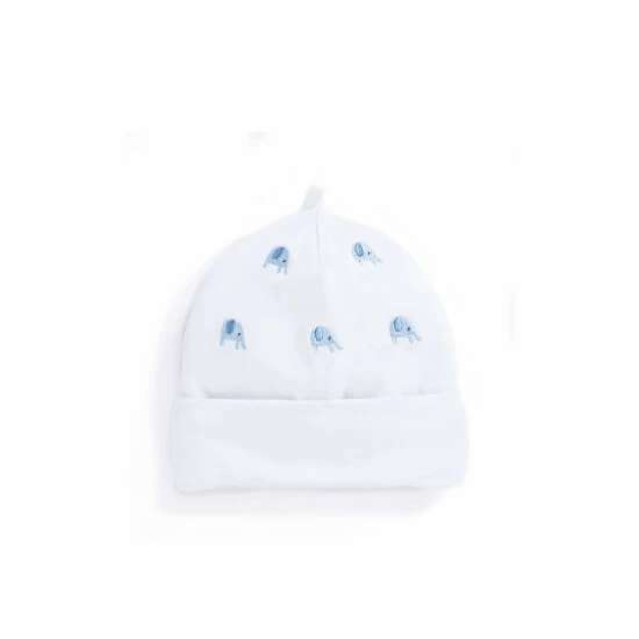 Hats * | Jojo Maman Bebe Blue Elephant Embroidered Baby Hat