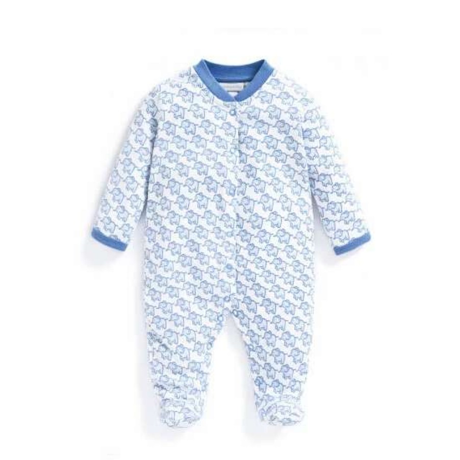 Sleepsuits * | Jojo Maman Bebe Blue Little Elephant Sleepsuit