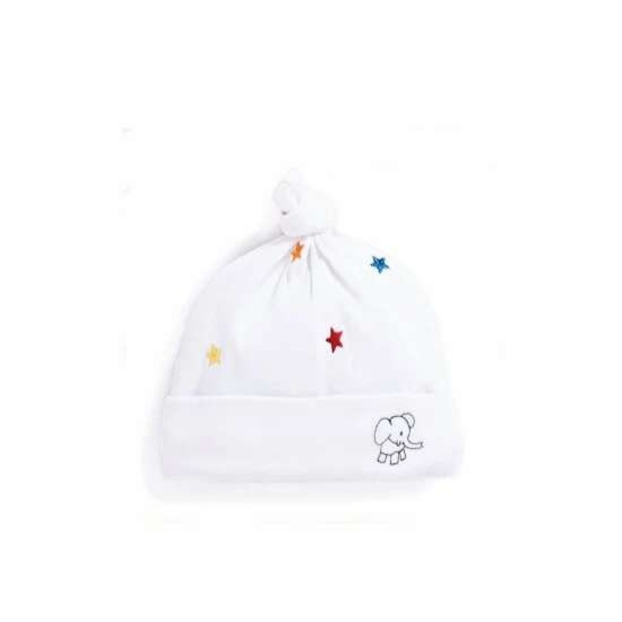 Hats * | Jojo Maman Bebe Baby Star Embroidered White Hat