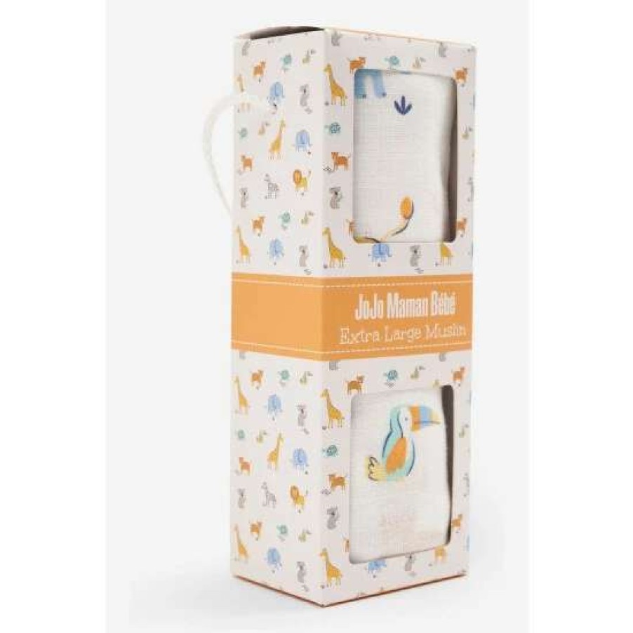 Babyaccessories * | Jojo Maman Bebe X-Large Baby White Safari Print New Muslins