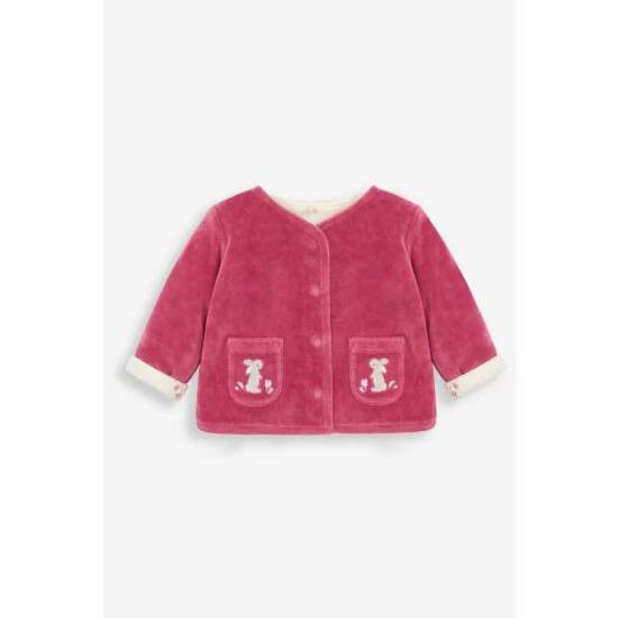 Sleepsuits * | Jojo Maman Bebe Pink Adorable Bunny Sleepsuit And Jacket Set