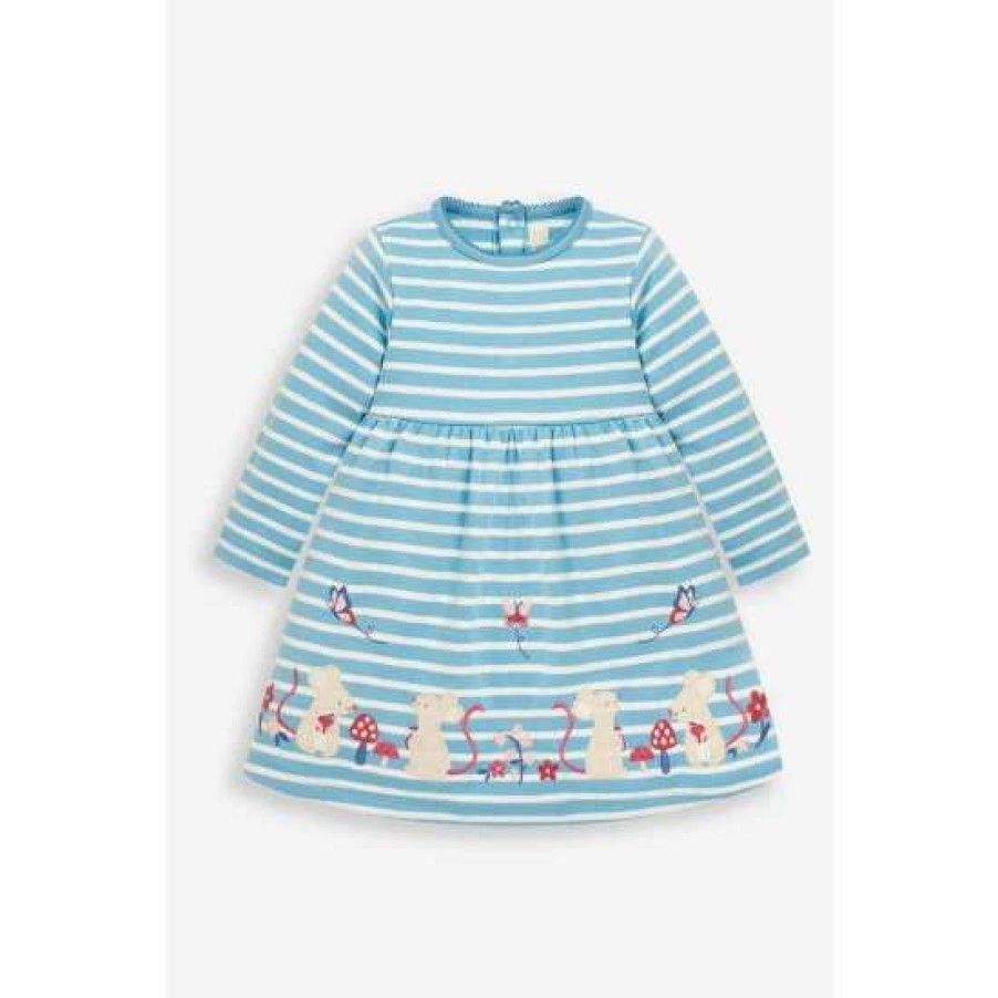 Dresses * | Jojo Maman Bebe Blue Mouse Applique Dress