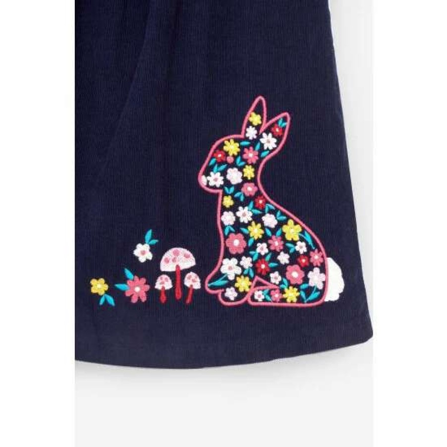 Dresses * | Jojo Maman Bebe Blue Bunny Embroidered Cord Pinafore Dress