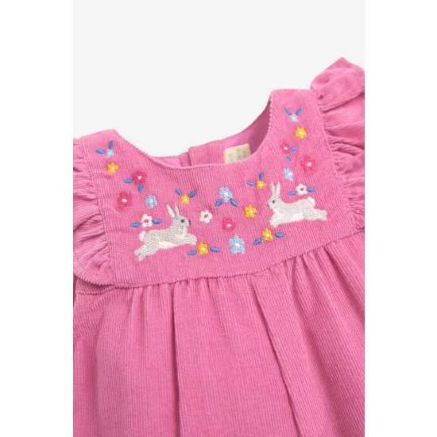 Dungarees * | Jojo Maman Bebe Pink Bunny Embroidered Cord Dungarees